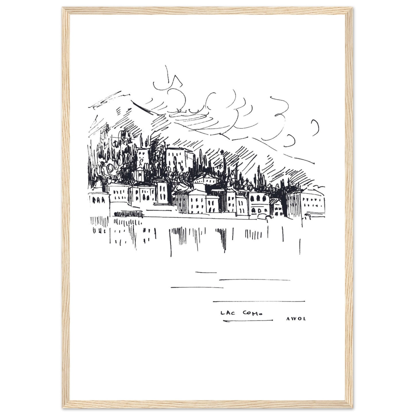 Italian Scenery Wall Art With Villas On A Hill In Lake Como, Framed Art Print