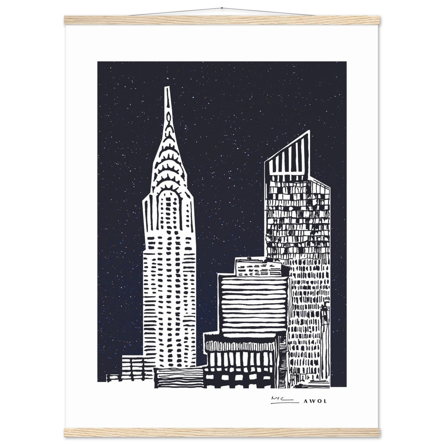 New York City At Night, Manhattan Abstraction: Poster with Hanger