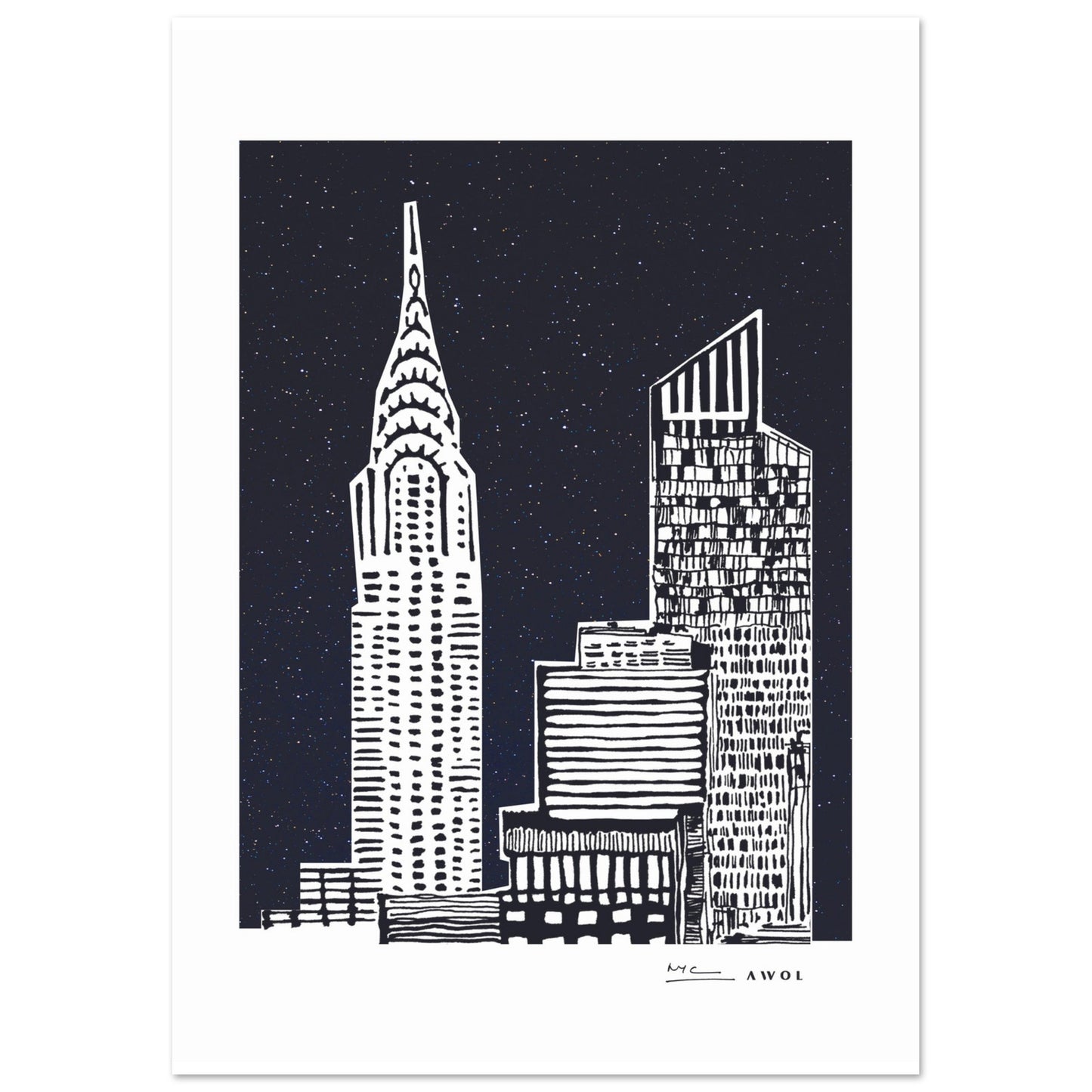New York City At Night, Manhattan Abstraction: Poster Print