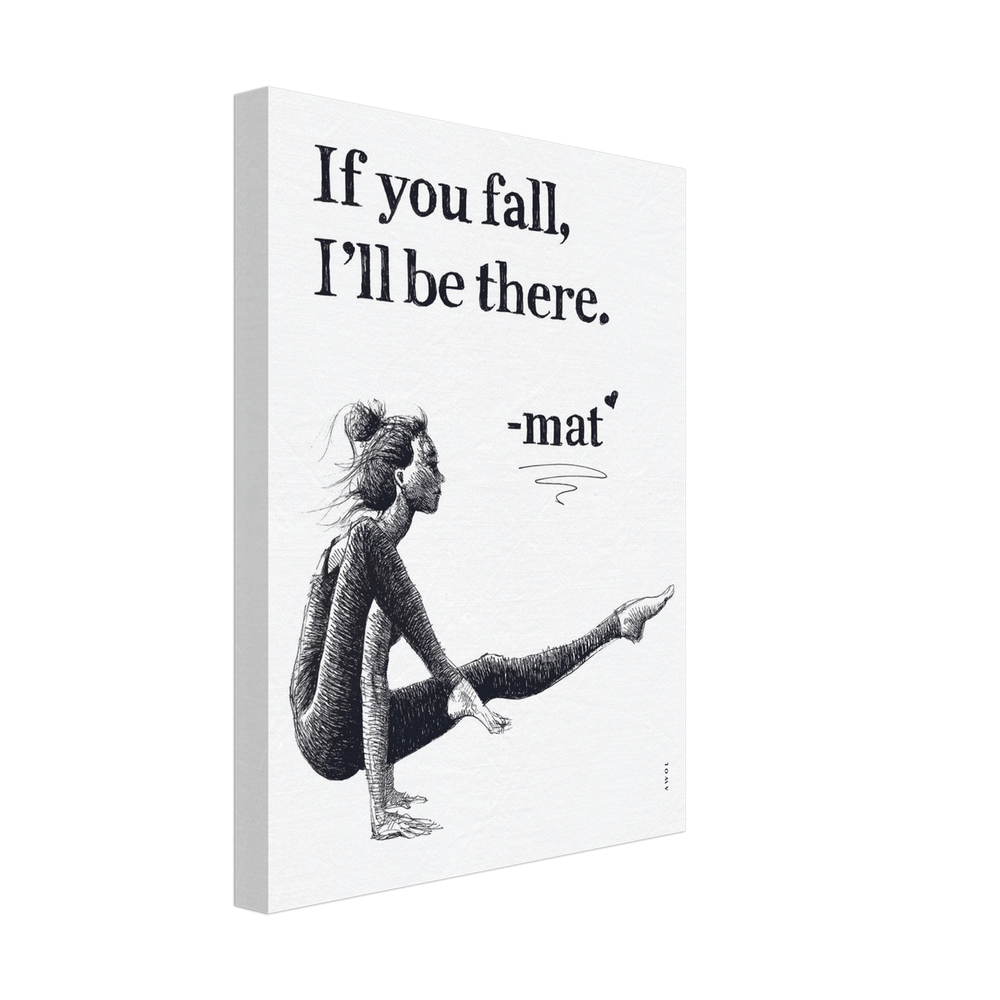 Woman In Yoga Pose On Yoga Mat With Inspirational Quote: Canvas Art Print