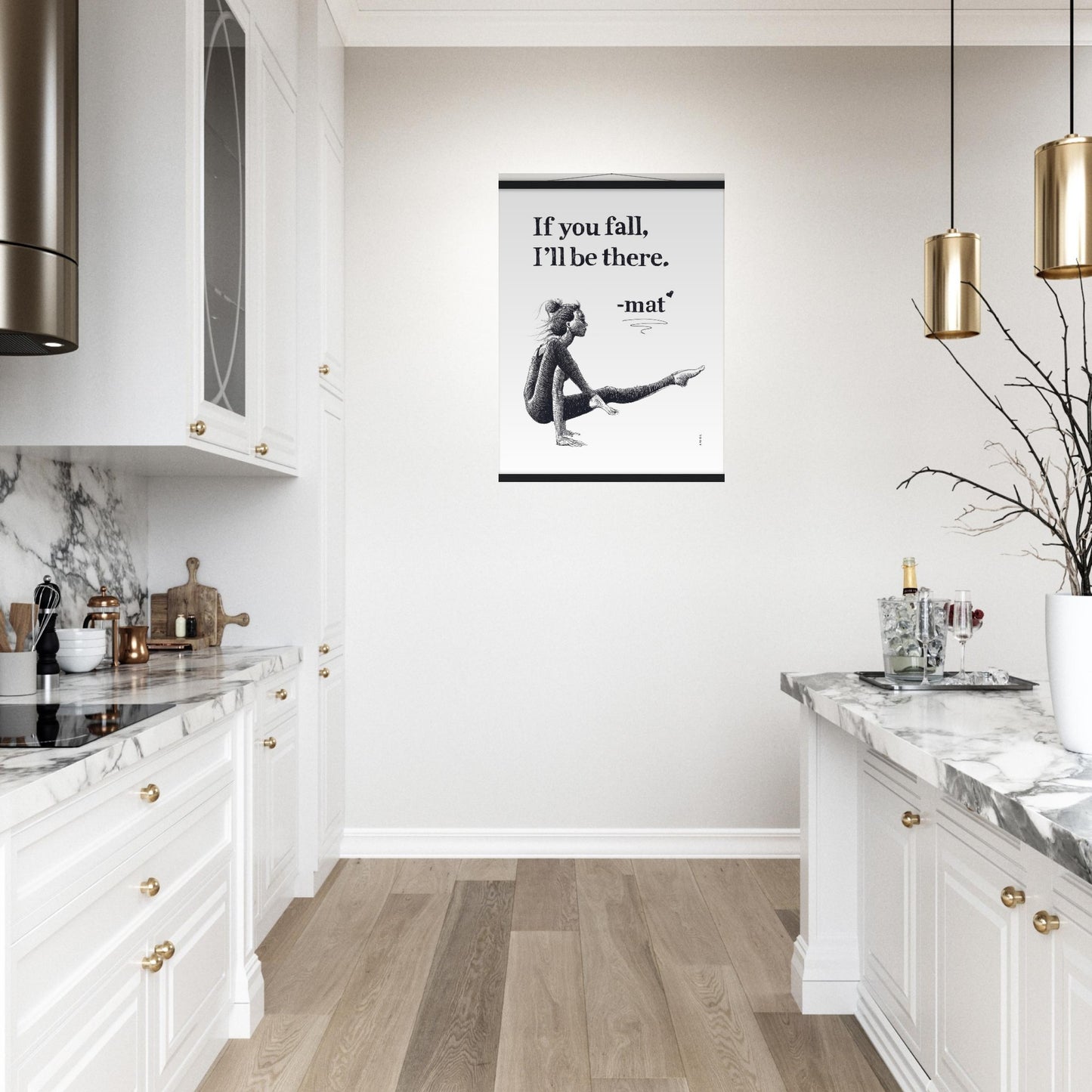 Spiritual Yoga Pose Art With Inspiring Quote: Poster Print with Hanger