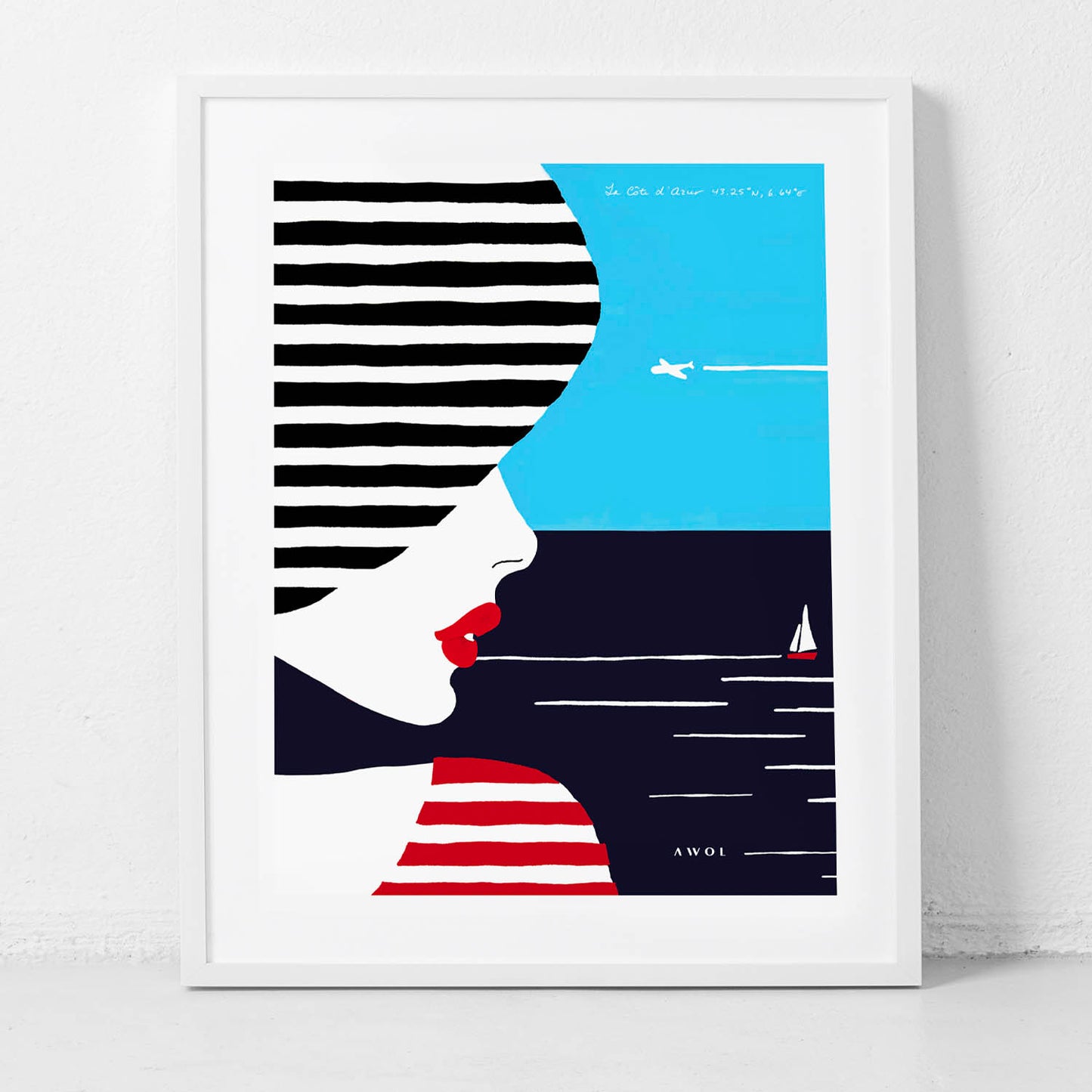 Portrait Of A Woman Looking At The Sea In The South Of France: Slow Living: Classic Matte Paper Wooden Framed Art Print