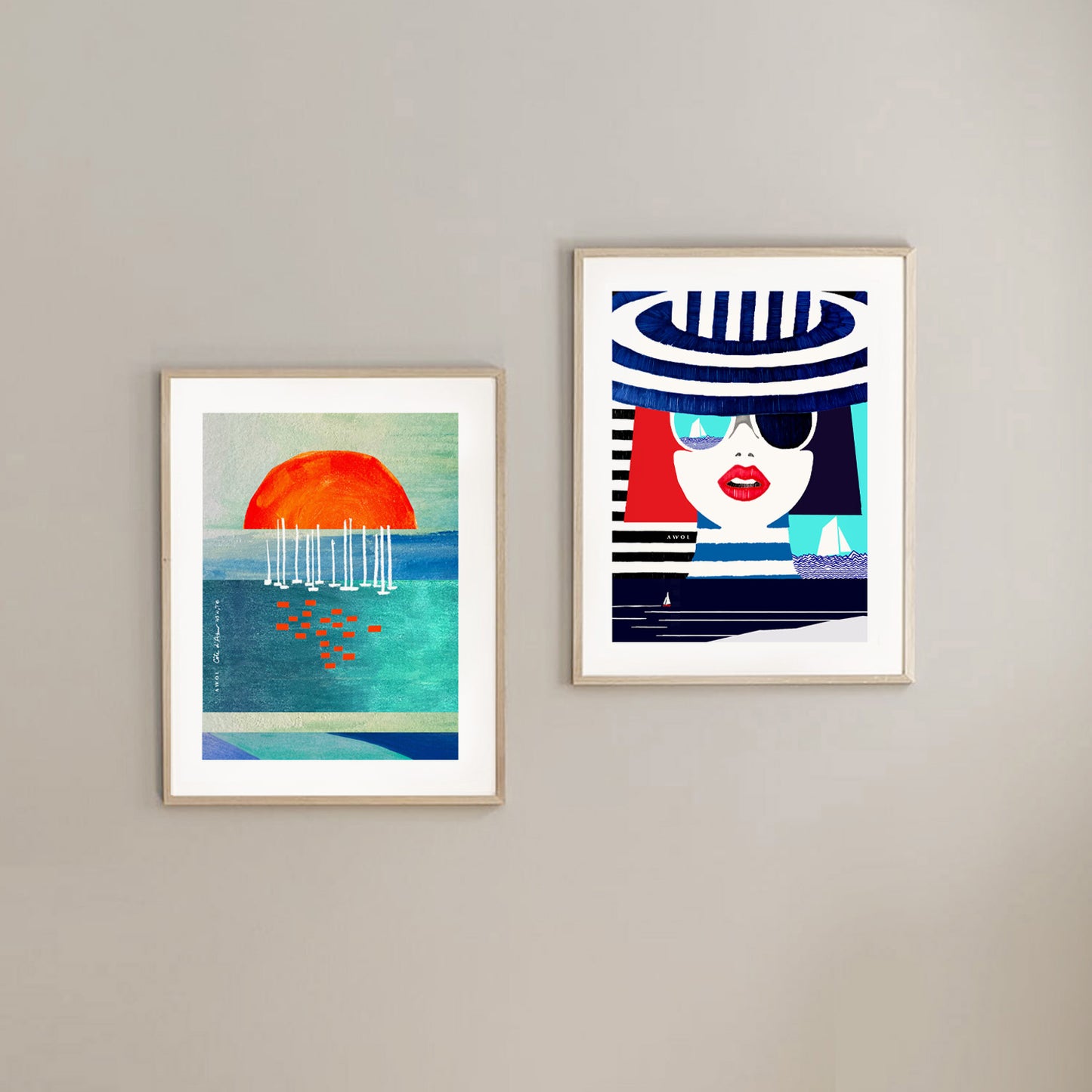 Graphic Portrait Of A Woman On The Riviera, Beach Wall Art: Travel Poster Print