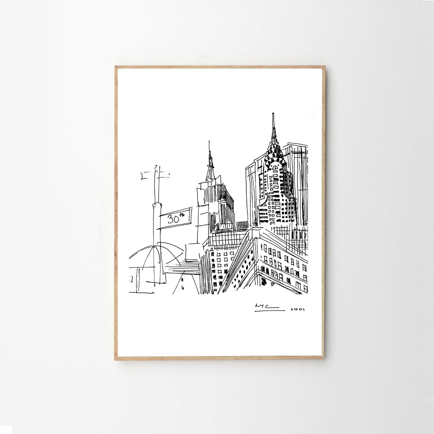 New York City Skyline Art, Iconic Skyscrapers: Poster Print