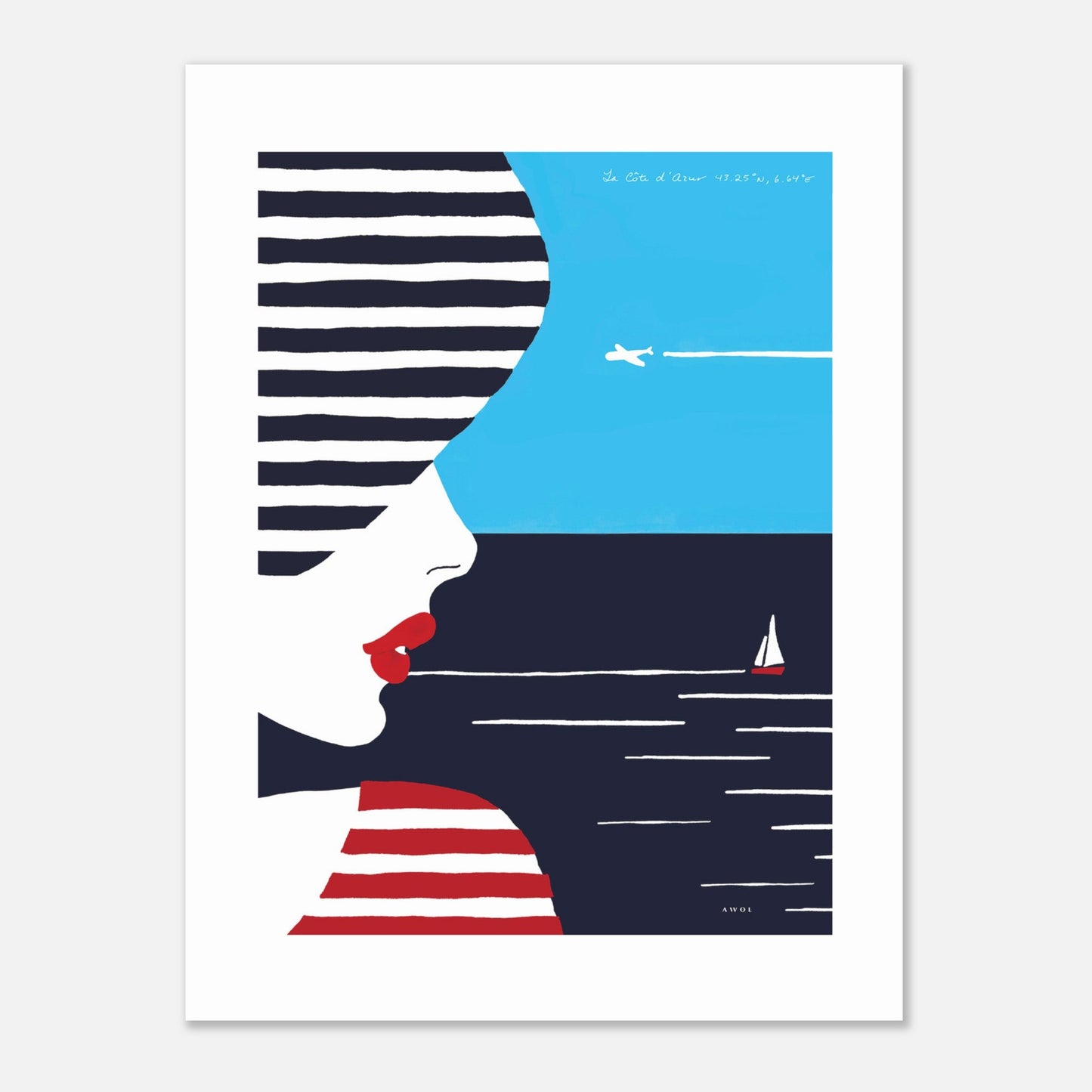 Colourful Beach Portrait Of A Woman By The Sea: French Riviera Poster