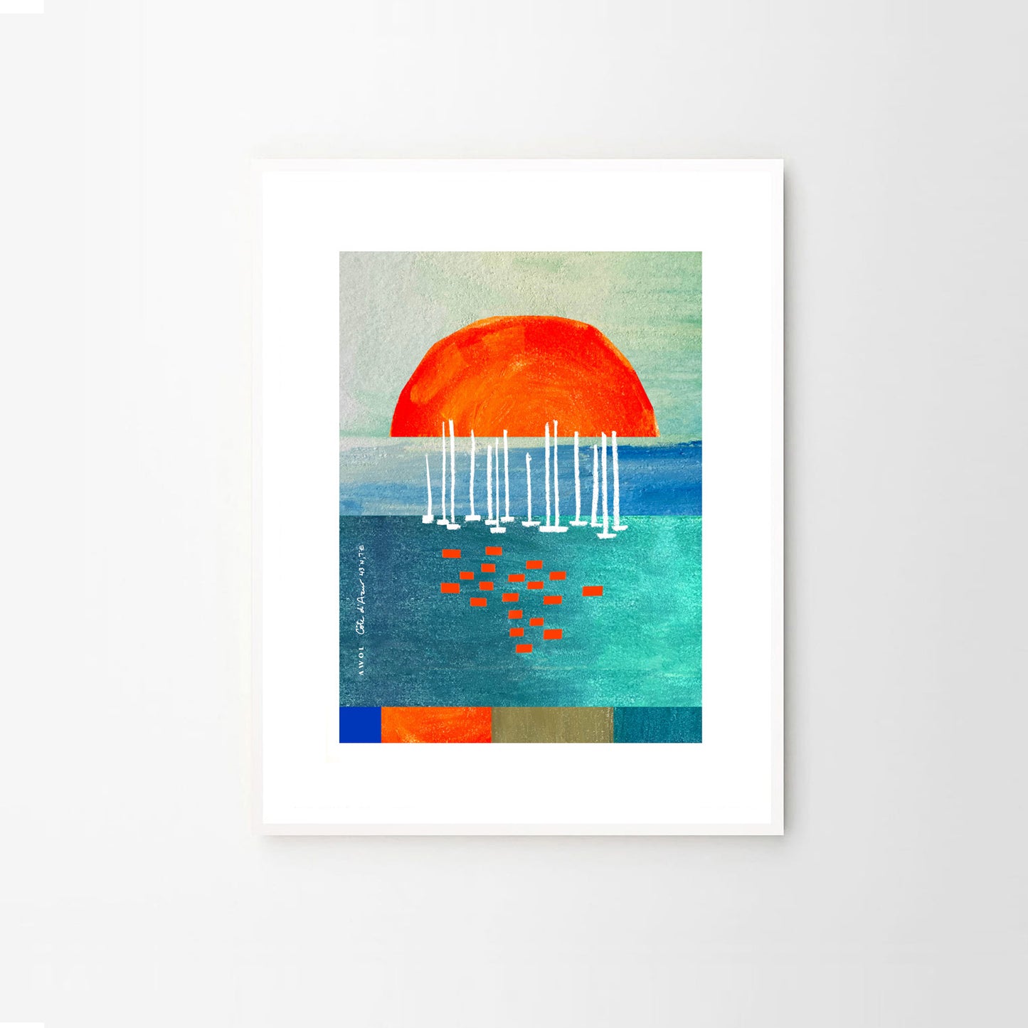 Sunrise Over The Sea, Colourful Seaside Landscape Artwork: Framed Print