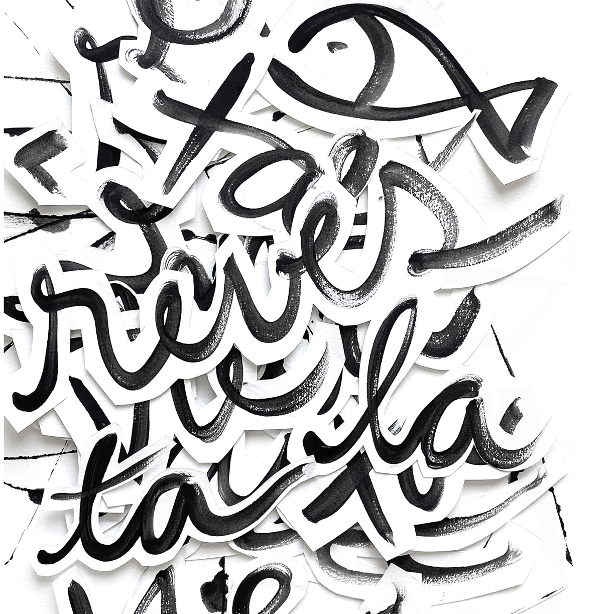 Fais De Tes Rêves Une Vie, Et De Ta Vie, Un Rêve, Abstract Black And White Art Print On Matte Paper With Wooden Frame