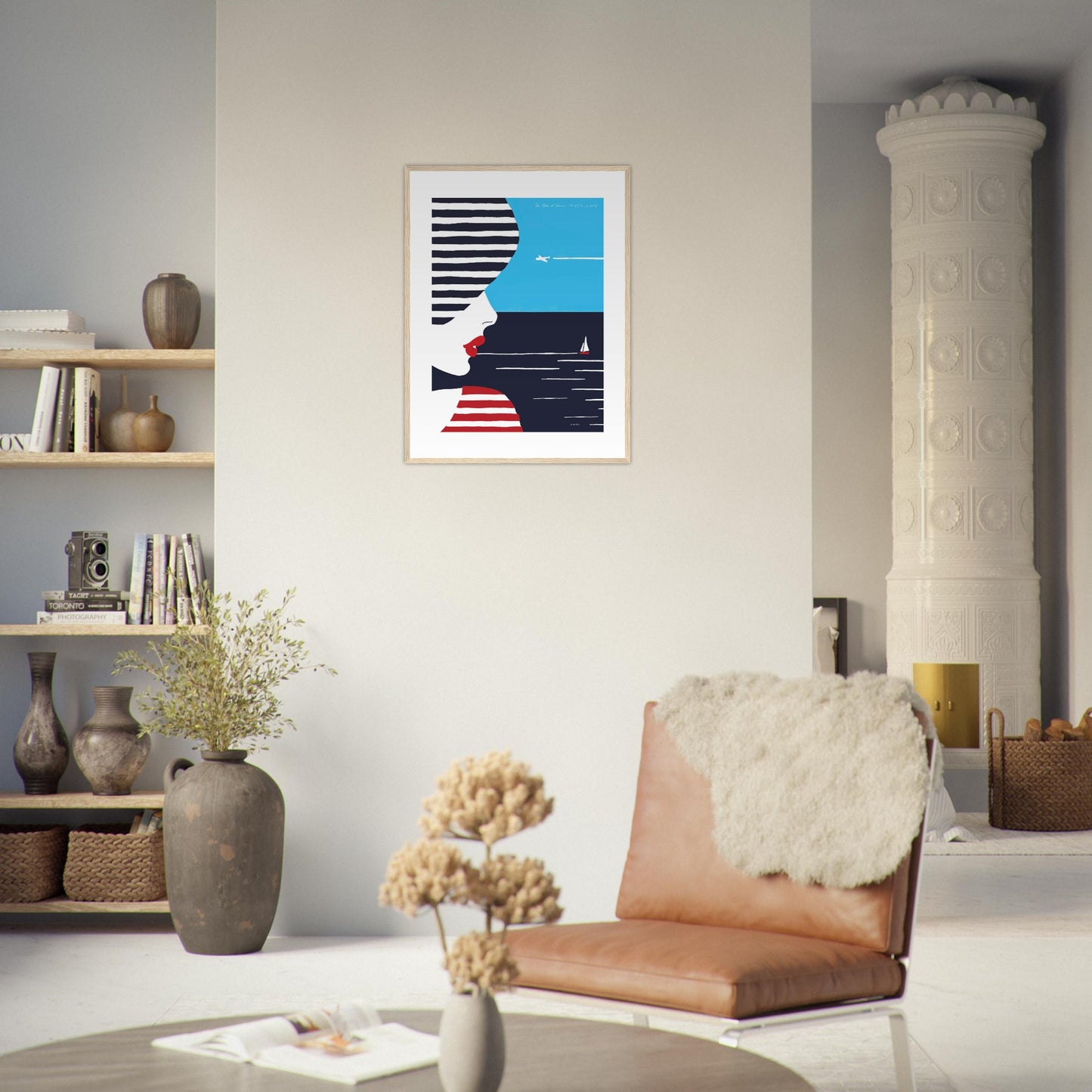 Portrait Of A Woman Looking At The Sea In The South Of France: Slow Living: Classic Matte Paper Wooden Framed Art Print