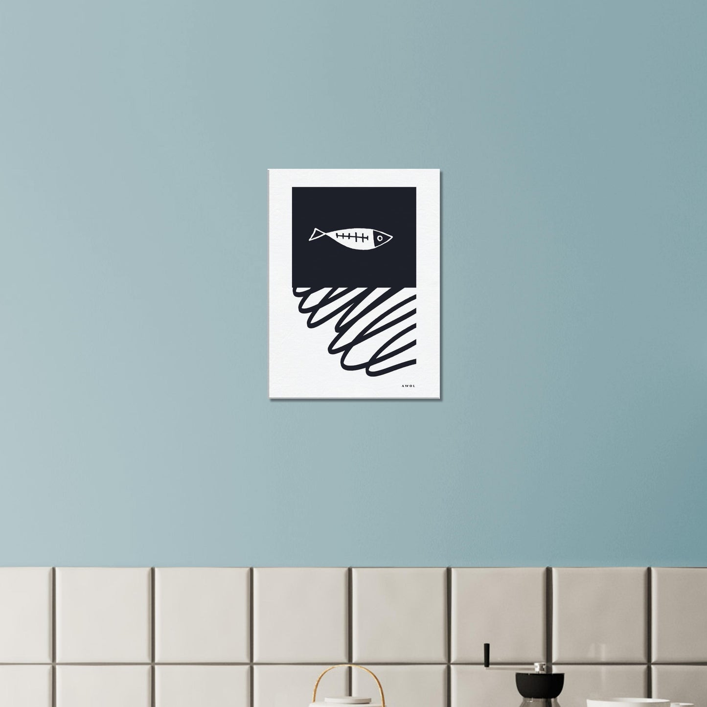 Minimalist Fish In Nordic Waters: Scandi Love Canvas Art Print