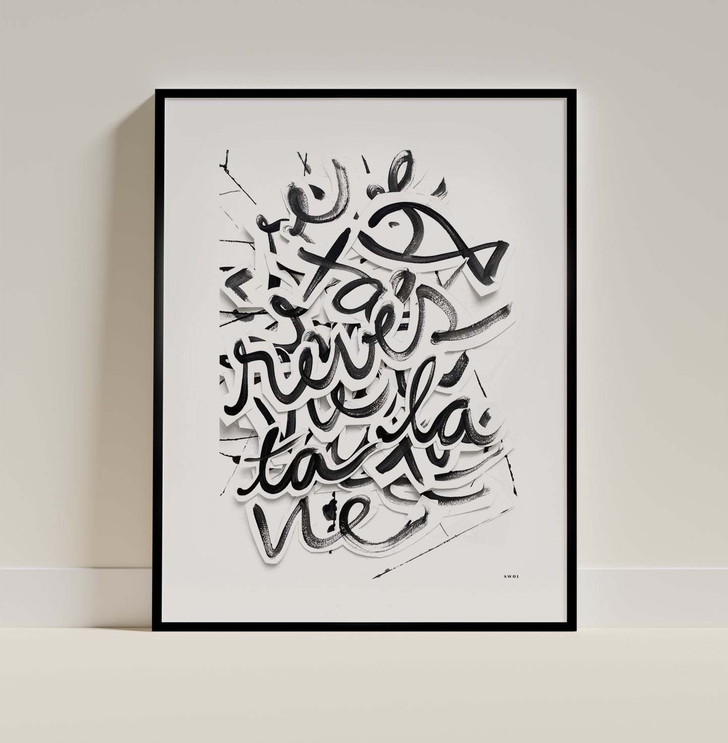 Fais De Ta Vie Un Rêve, Abstract Black And White Poster Art With Inspirational Written Message, Poster Print: Classic Matte Paper Poster