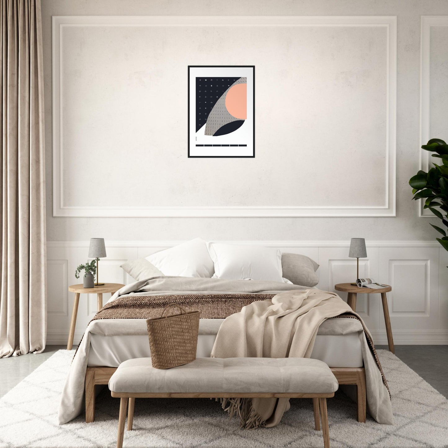 Minimalist Wall Art, Scandinavian Art Print With Abstract Graphic Shapes: Framed Art Print
