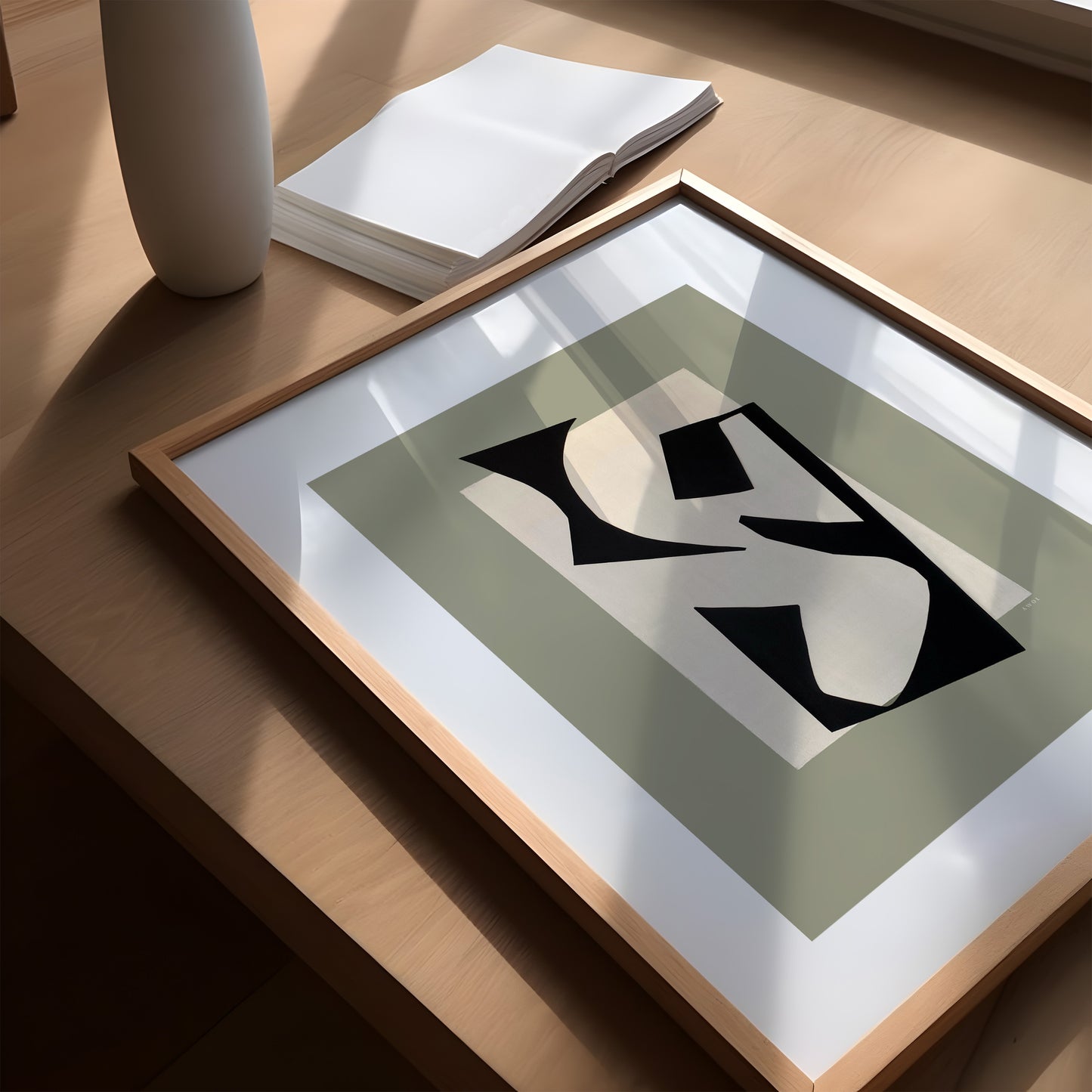 Mediterranean Landscape Art Abstraction, Wooden Framed Art Print