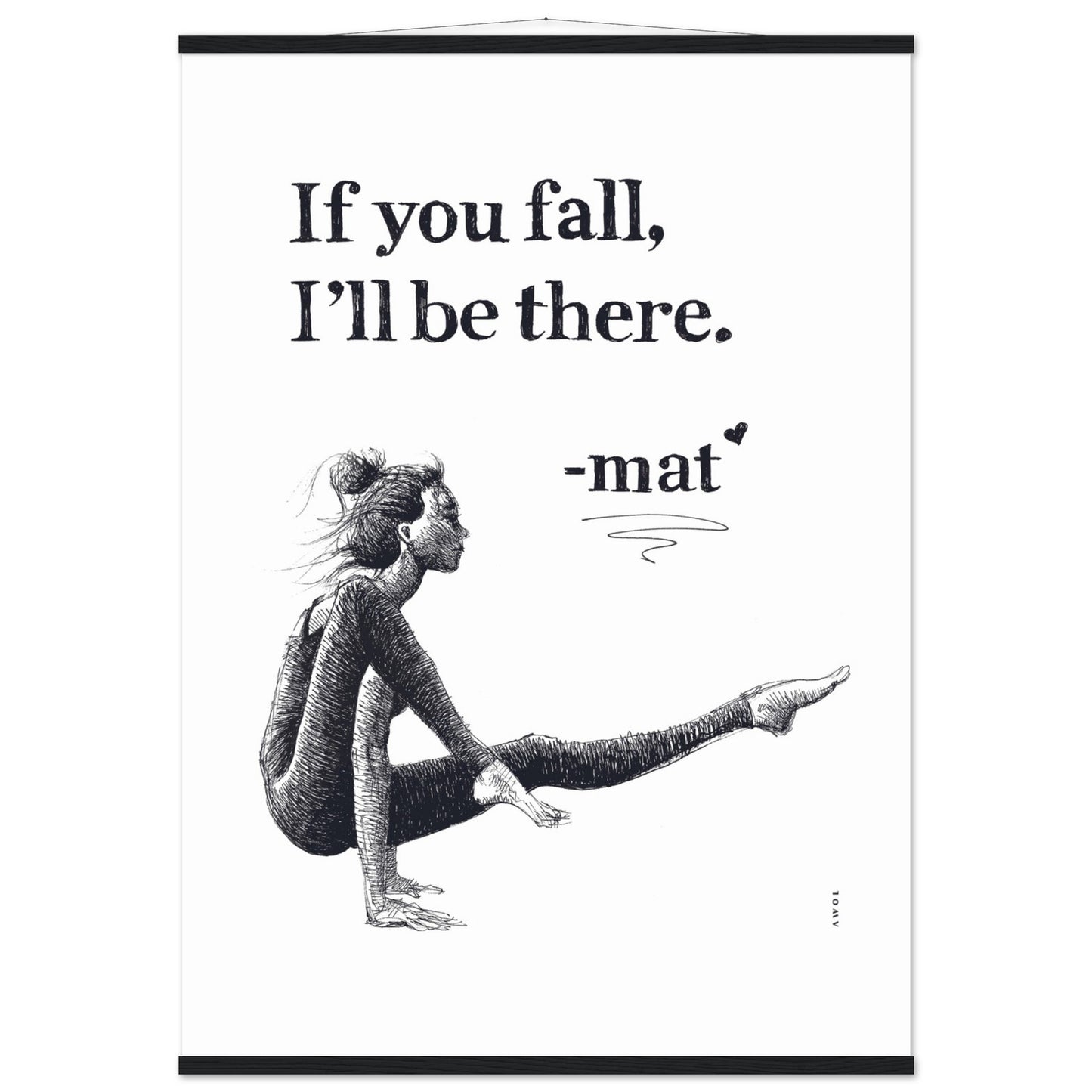 Spiritual Yoga Pose Art With Inspiring Quote: Poster Print with Hanger