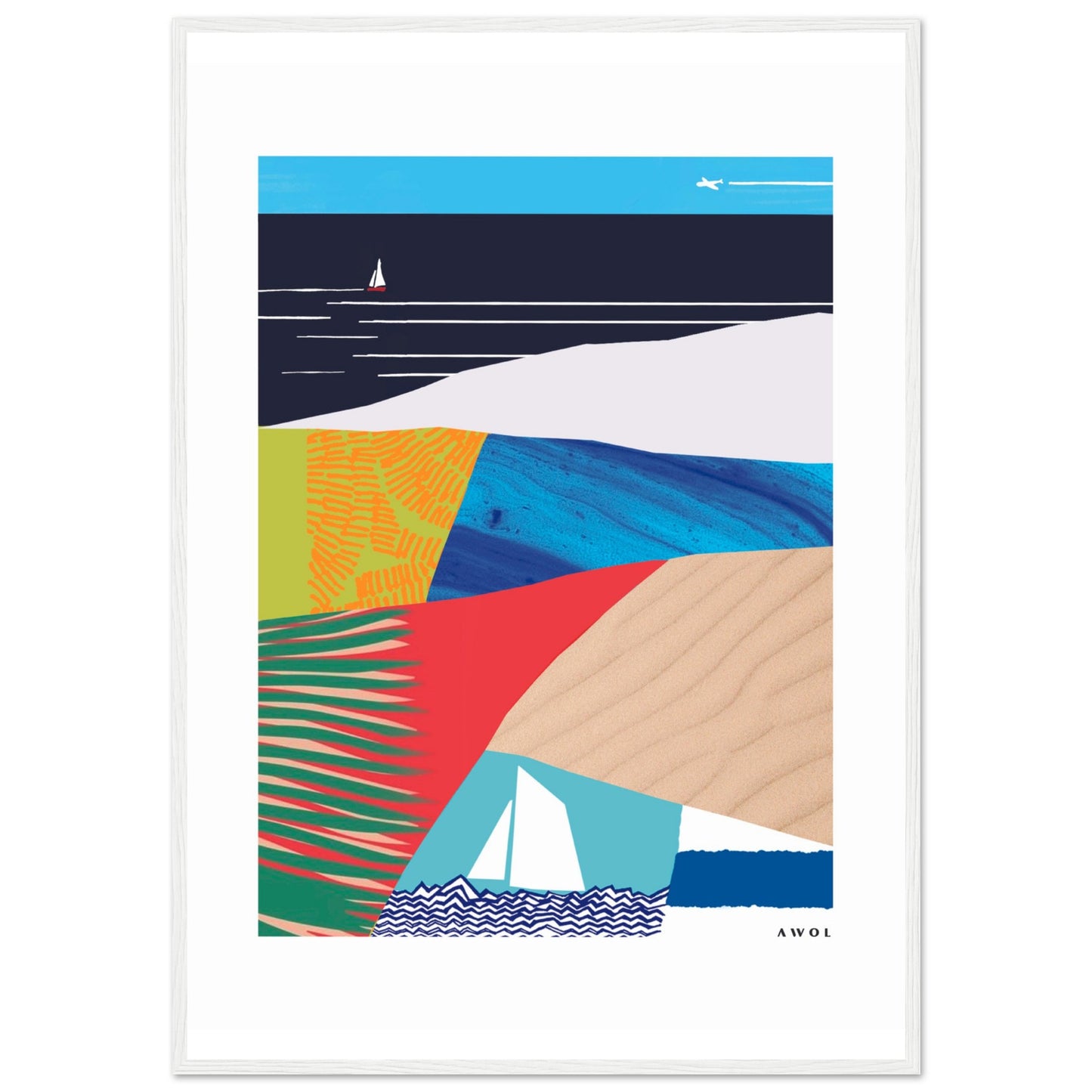 Tropical Paradise With Palm Trees, Abstract Beach Art: Framed Art Print