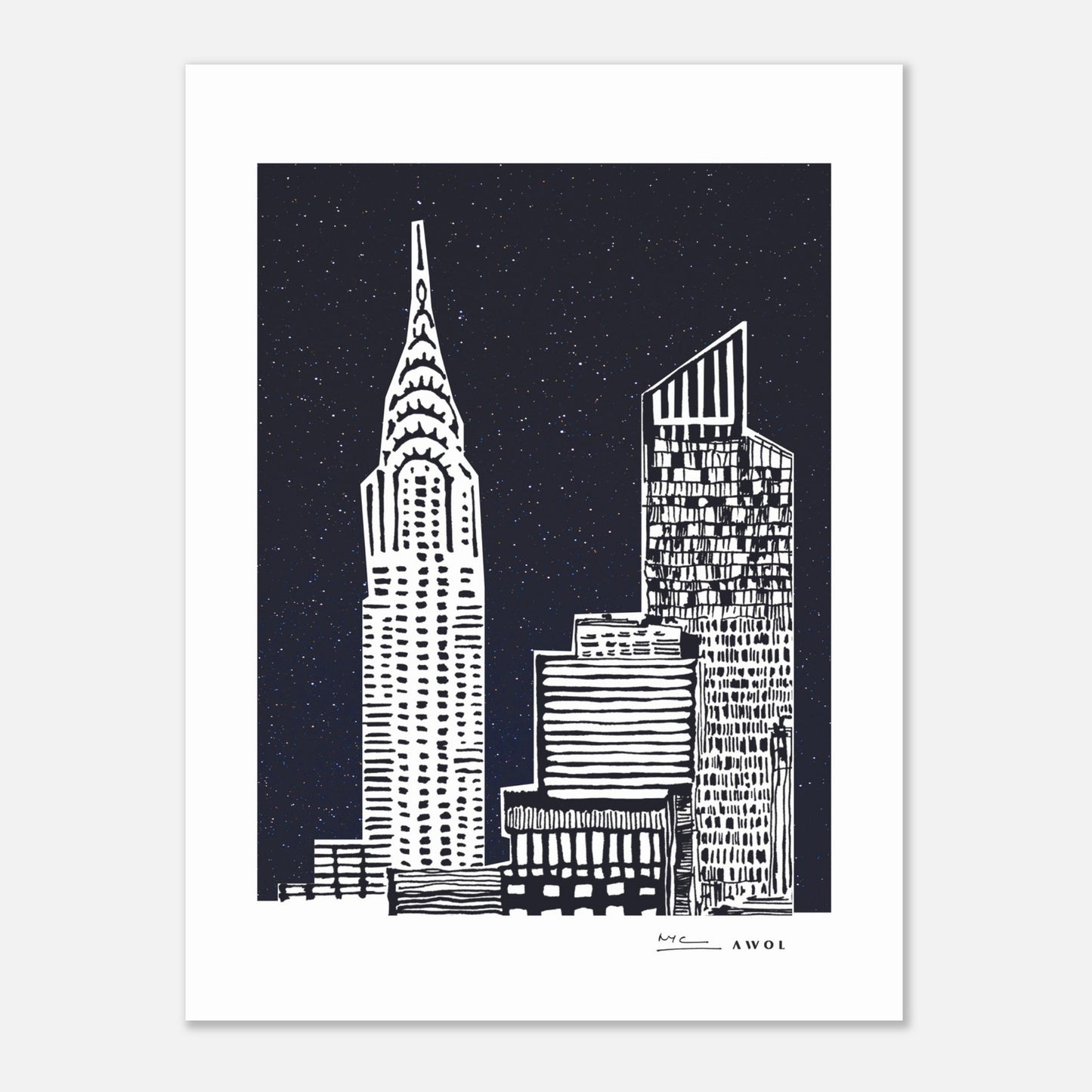 New York City At Night, Manhattan Abstraction: Poster Print