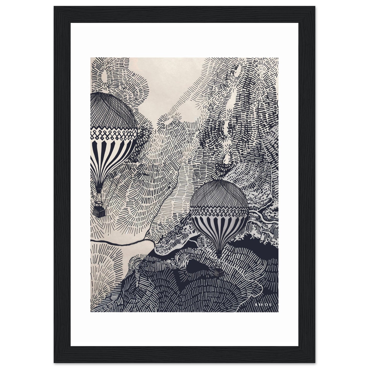 Dreaming Big: Hot Air Balloon Travel In The Sky, Framed Art Print