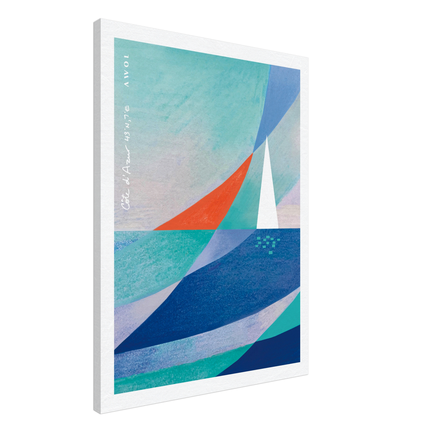 White Sailboat on The Mediterranean Sea: Blue Canvas Art Print