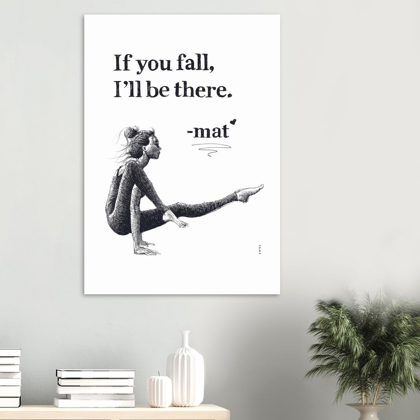 Inspiring Zen Illustration, Mindful Yoga Pose Artwork: Aluminum Art Print