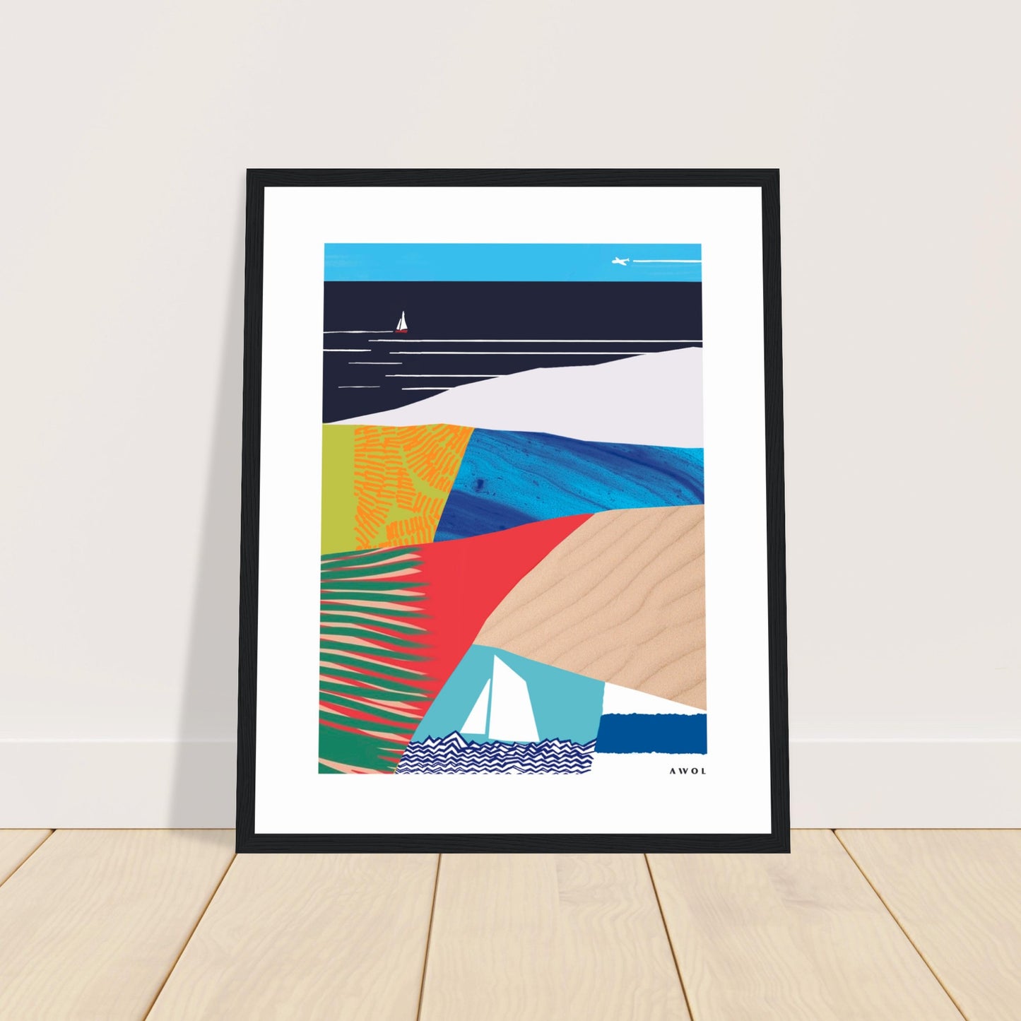 Tropical Paradise With Palm Trees, Abstract Beach Art: Framed Art Print