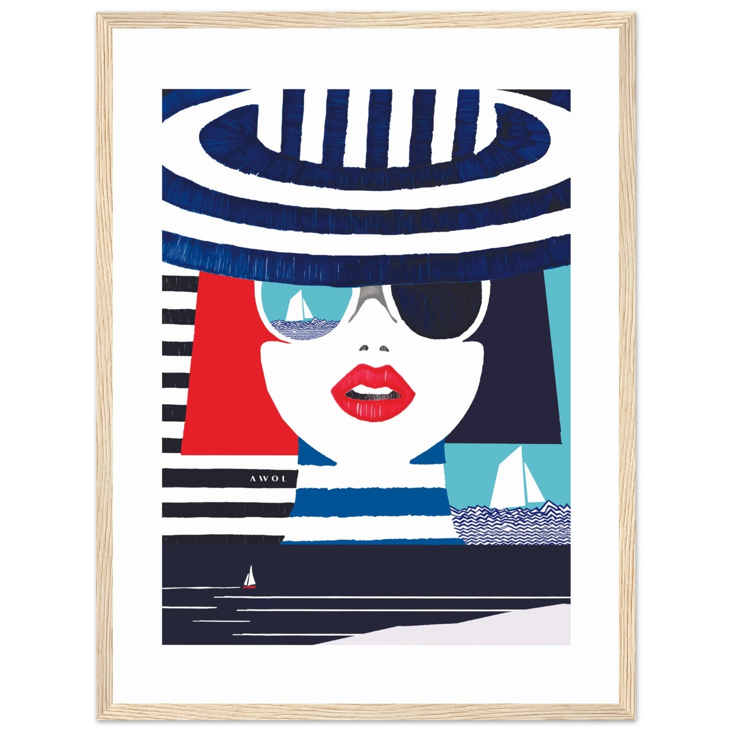 Portrait Of A Woman On The Beach: Mediterranean Wall Art, Framed Print