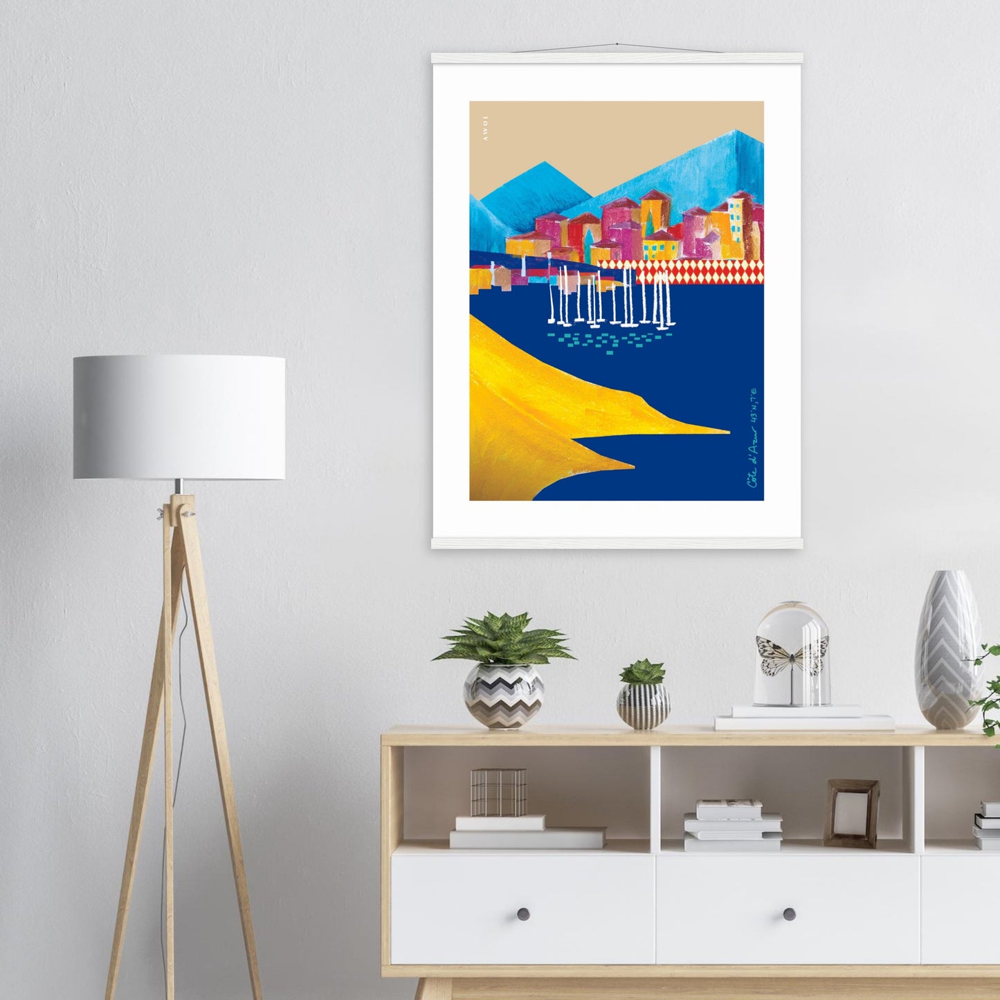 Colourful Villas On the Mediterranean Sea, Travel Poster With Hanger