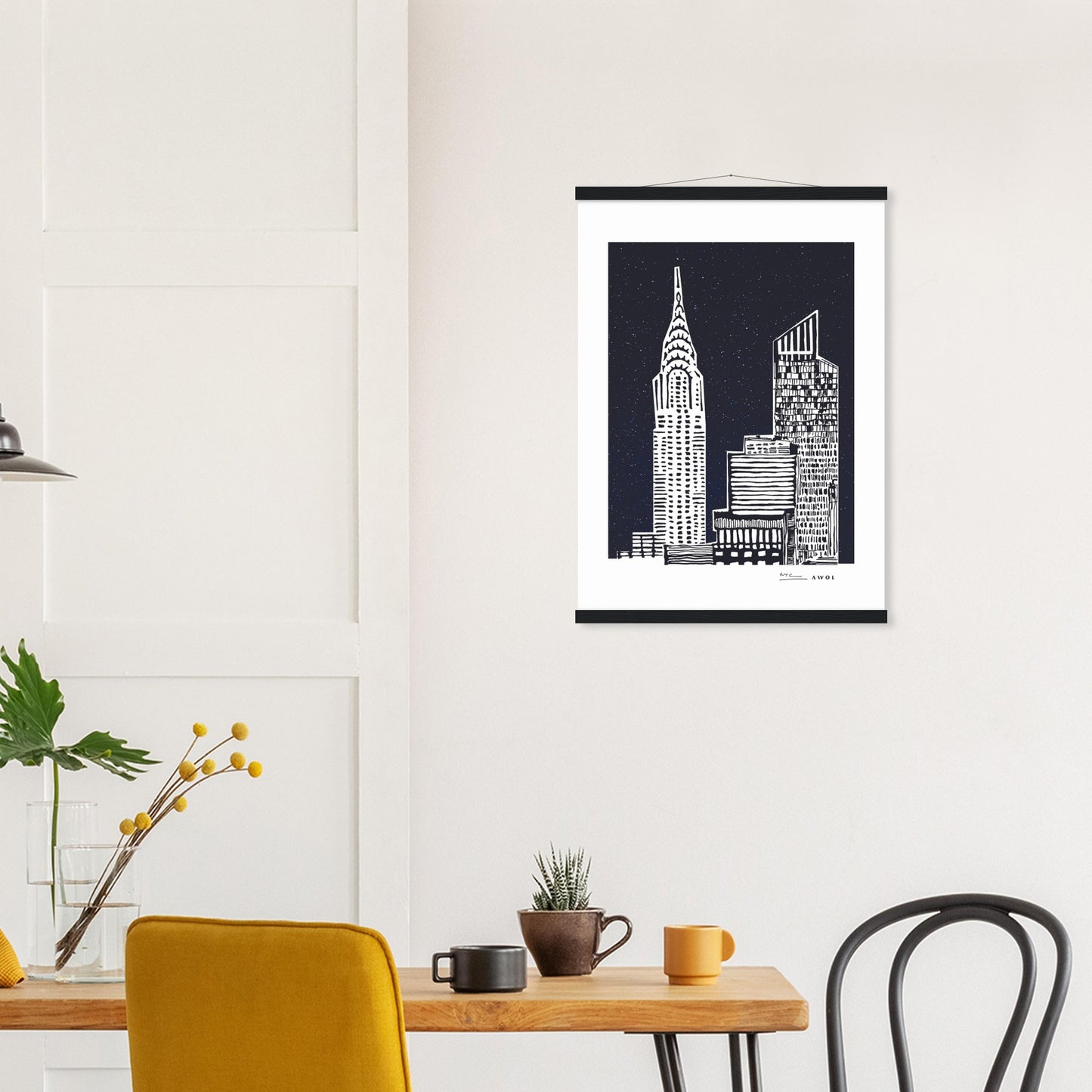 New York City At Night, Manhattan Abstraction: Poster with Hanger