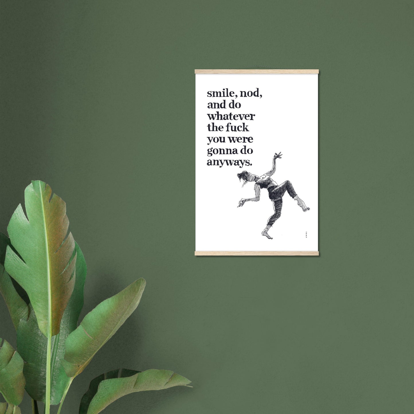 Smile And Nod, Modern Zen Art Print: Poster with Hanger