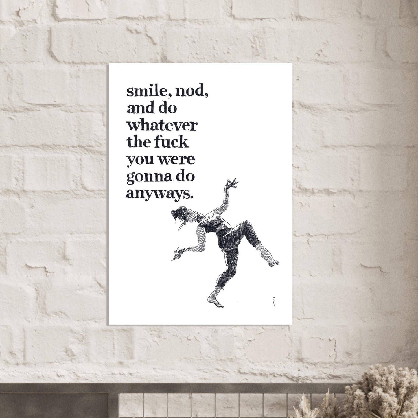 Smile And Nod, Modern Zen Quote: Aluminum Art Print