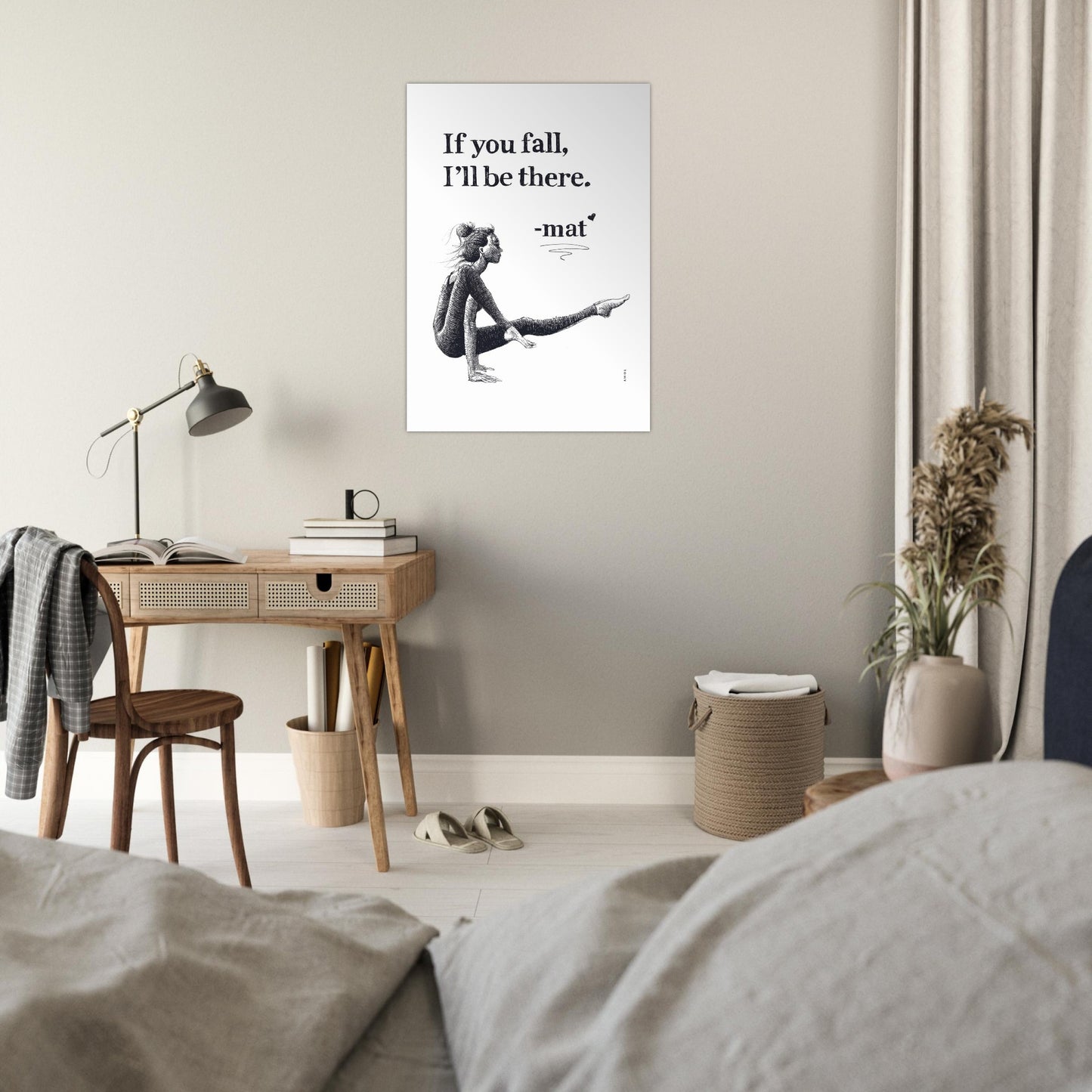 Inspiring Zen Illustration, Mindful Yoga Pose Artwork: Aluminum Art Print
