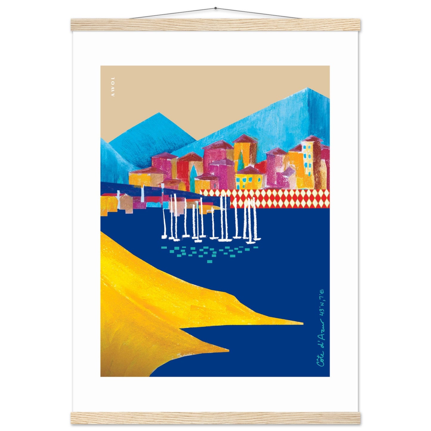 Colourful Villas On the Mediterranean Sea, Travel Poster With Hanger