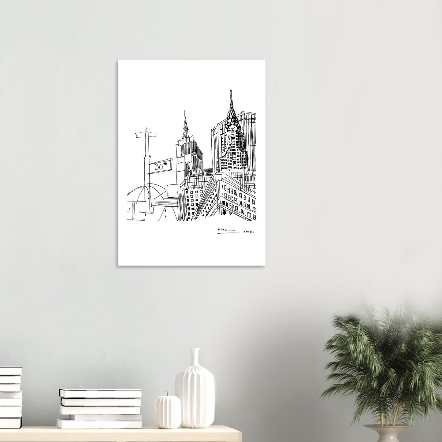 New York City Skyline Art, Iconic Skyscrapers: Poster Print