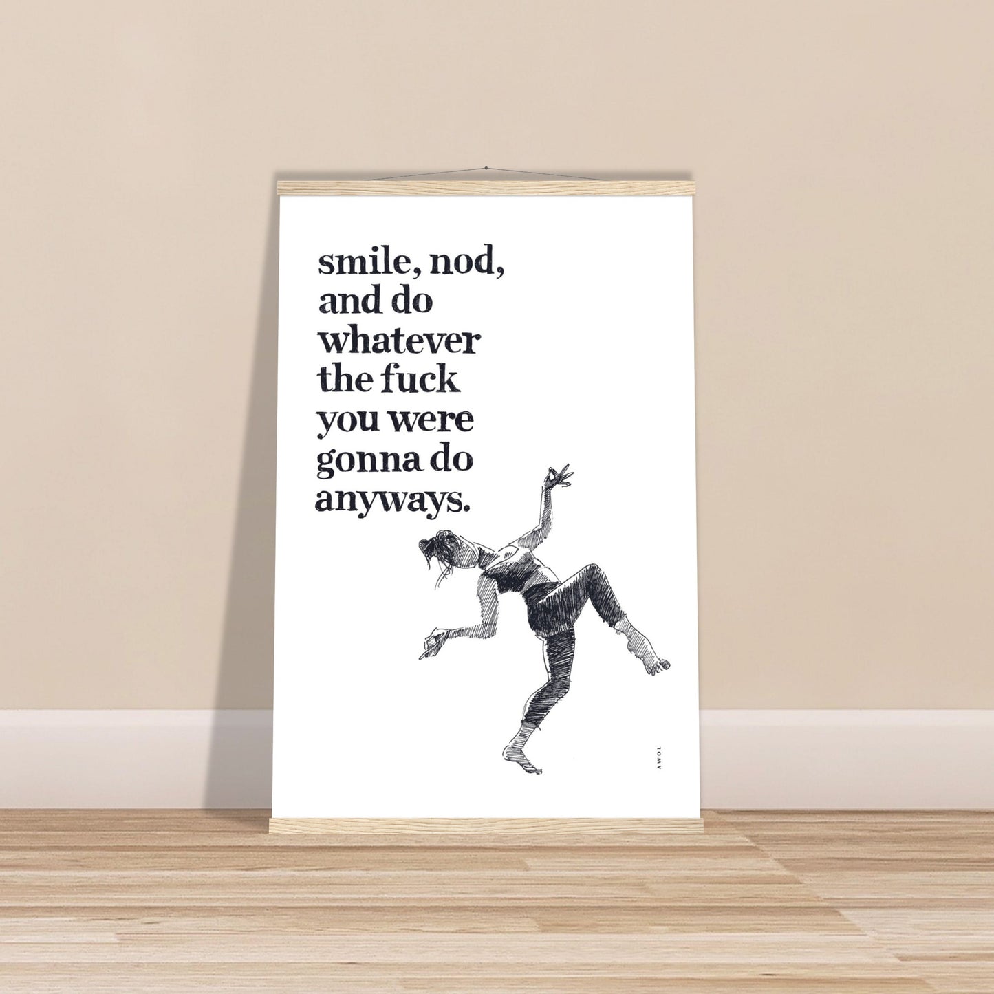 Smile And Nod, Modern Zen Art Print: Poster with Hanger