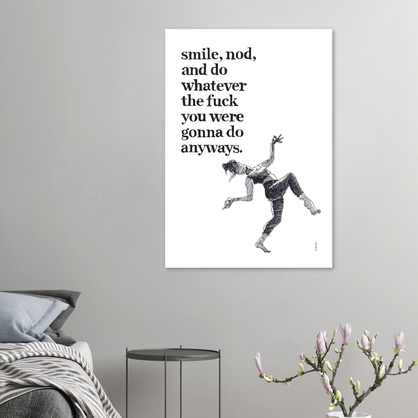 Smile And Nod, Modern Zen Quote: Aluminum Art Print
