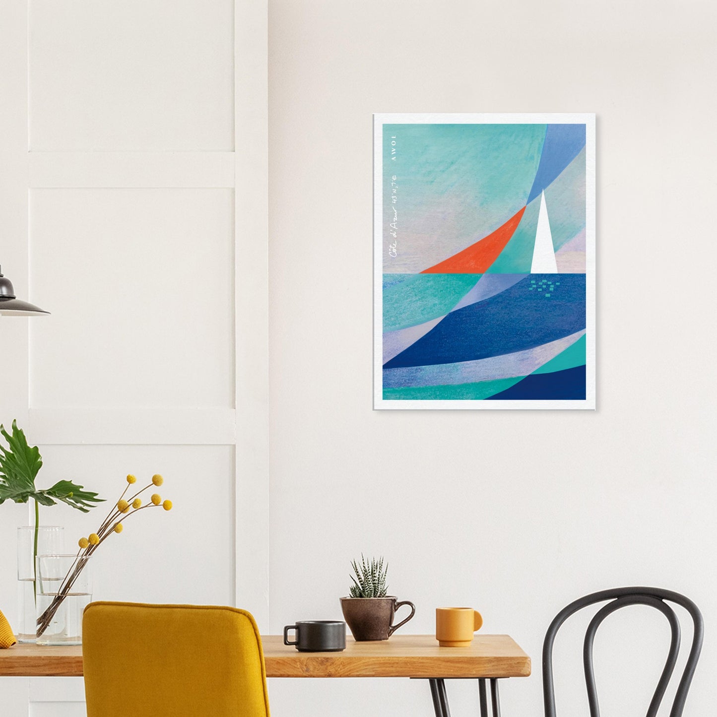 White Sailboat on The Mediterranean Sea: Blue Canvas Art Print