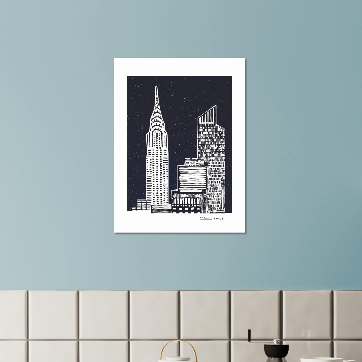 New York City At Night, Manhattan Abstraction: Poster Print