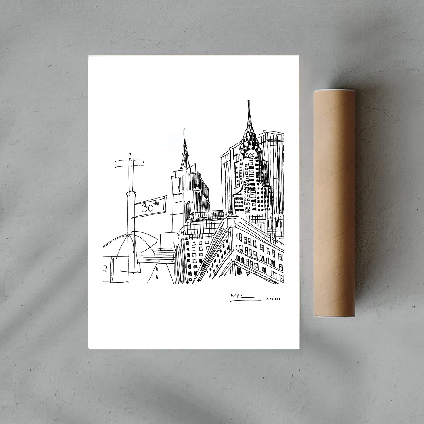 New York City Skyline Art, Iconic Skyscrapers: Poster Print