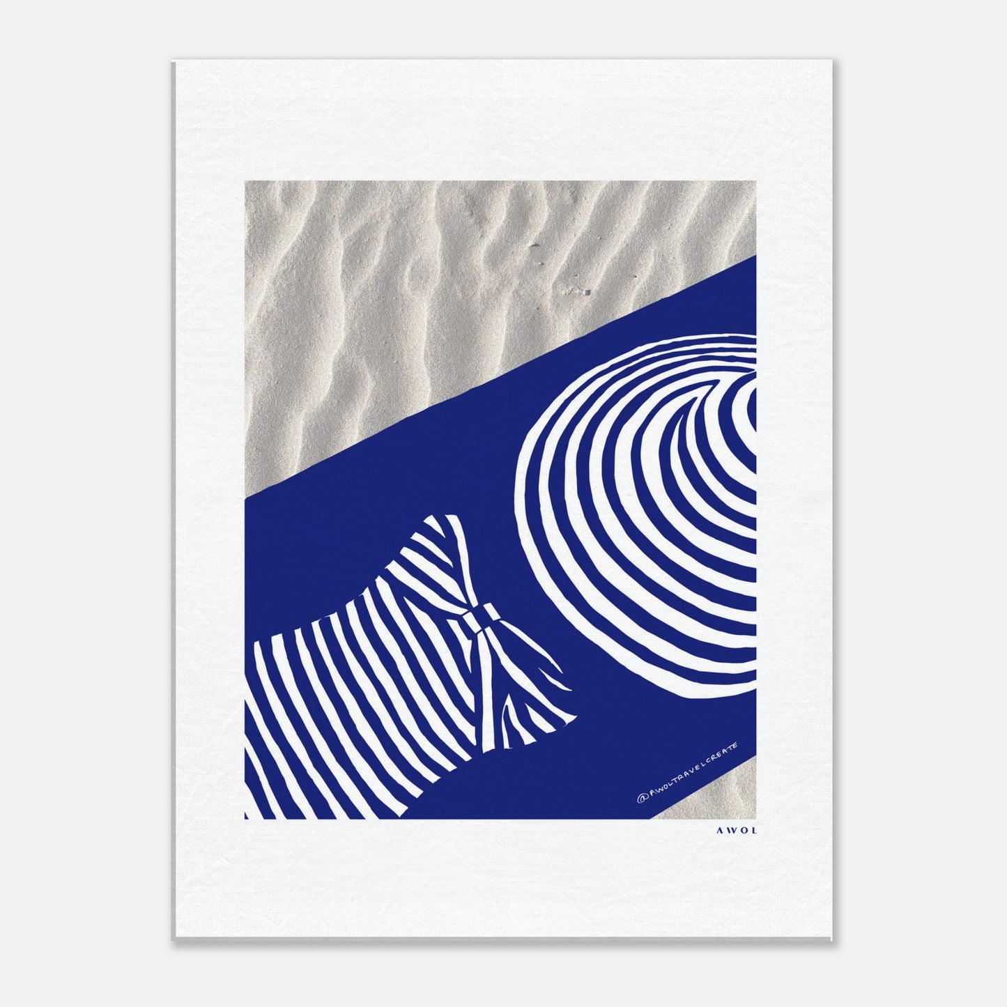 Woman Relaxing In And Oversized Beach Hat, And Striped Bathing Suit, Vacation Vibes, Modern Blue Canvas Art