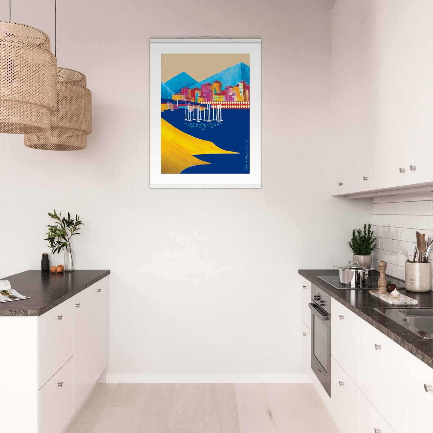 Colourful Villas On the Mediterranean Sea, Travel Poster With Hanger