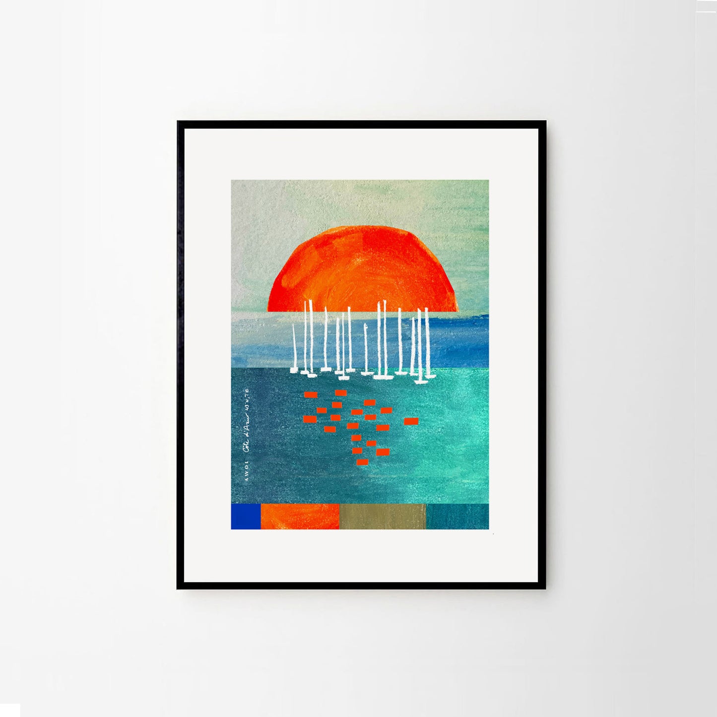 Sunrise Over The Sea, Colourful Seaside Landscape Artwork: Framed Print