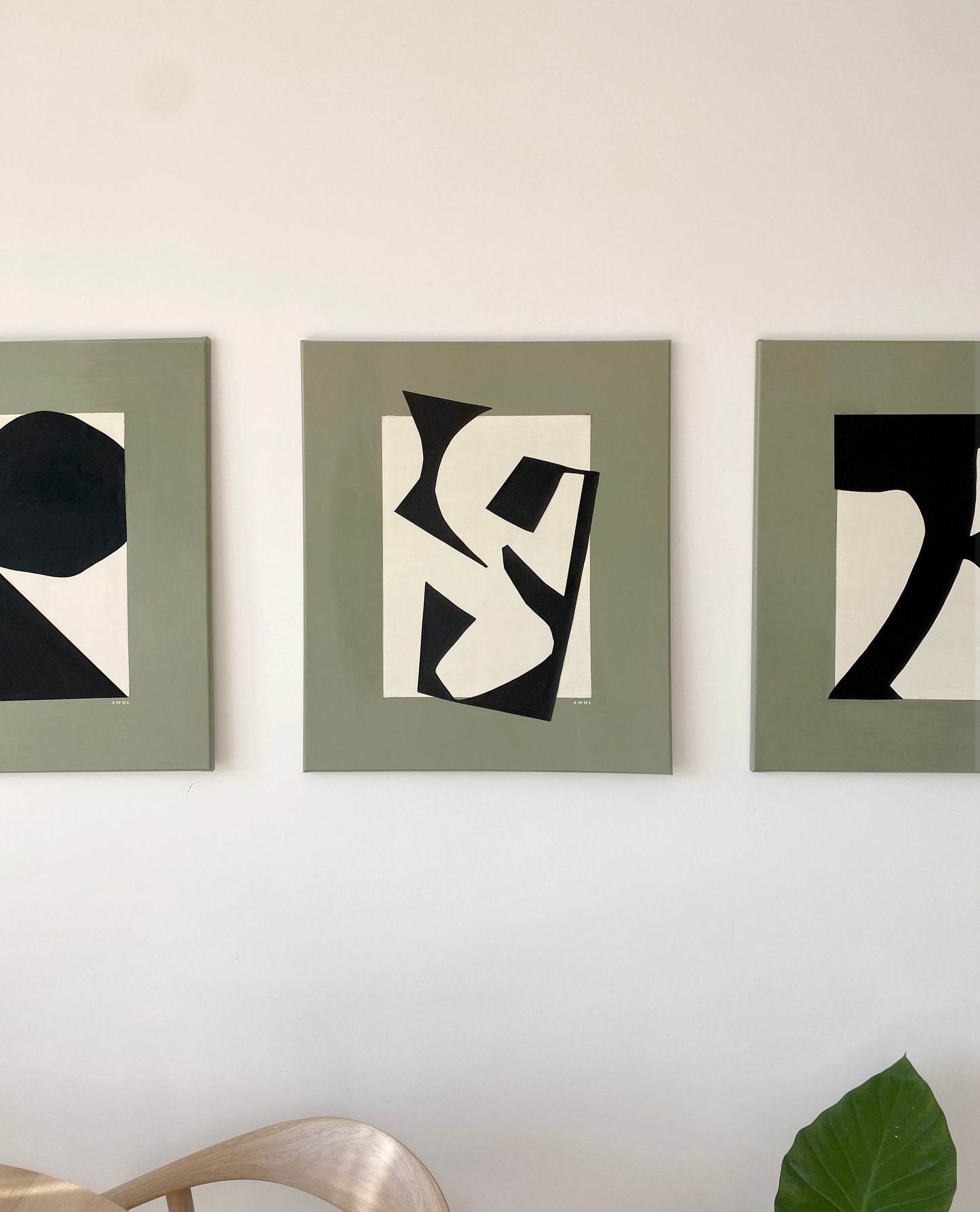 Large Canvas Art, Abstract Flowers in Bold Cut-Outs And Painted Collage: Canvas Art Print