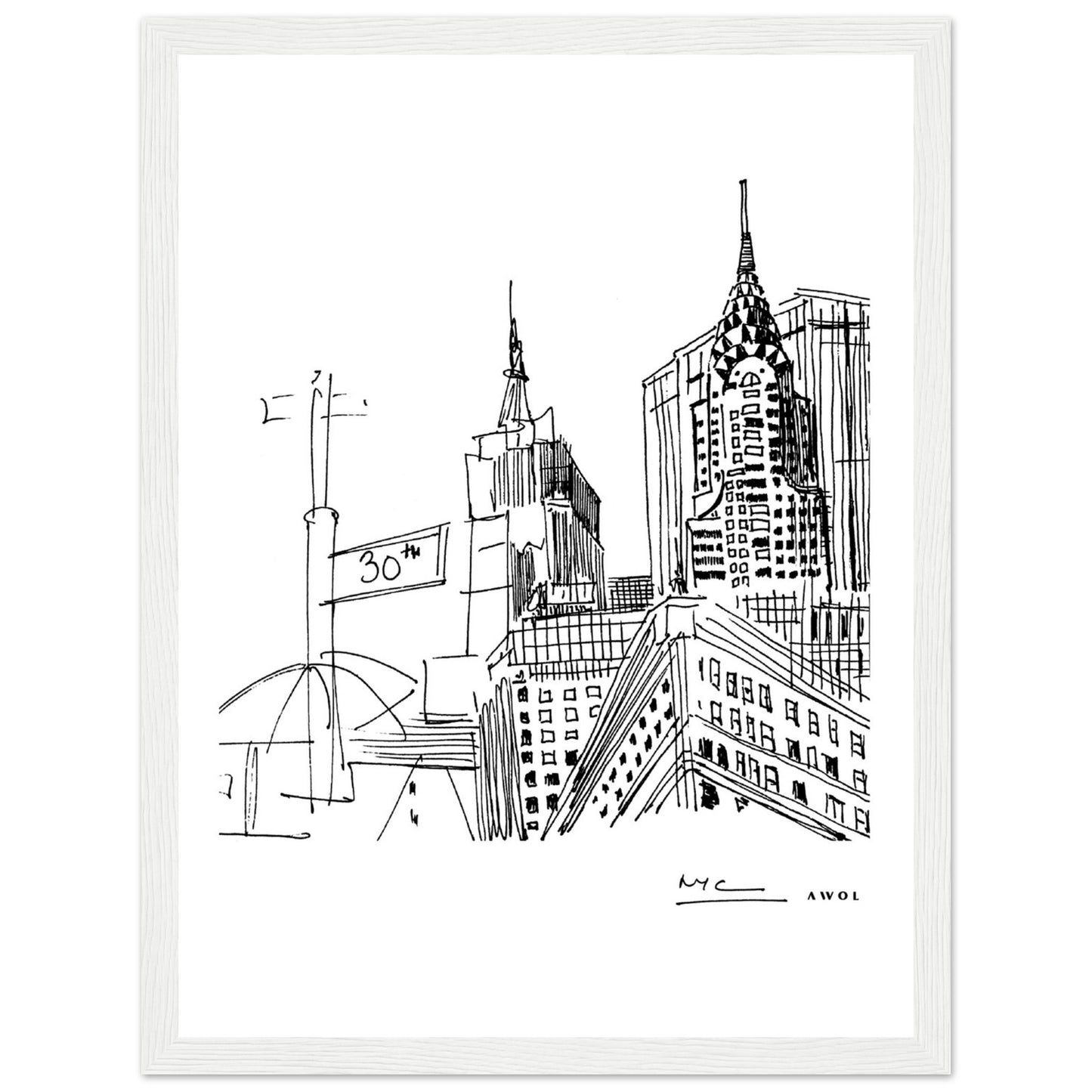 New York City Skyline Art, Iconic Skyscrapers: Framed Art Print