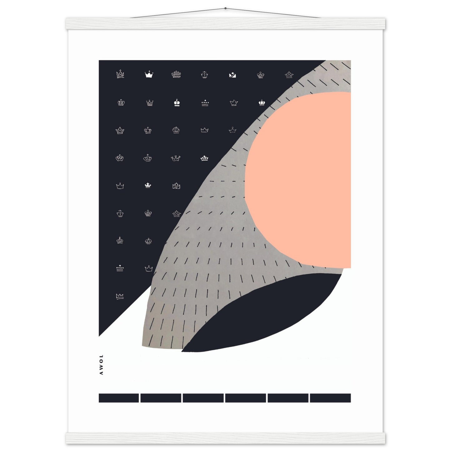 Scandinavian Art Print With Minimalist Pattern, Collage Art: Poster with Hanger
