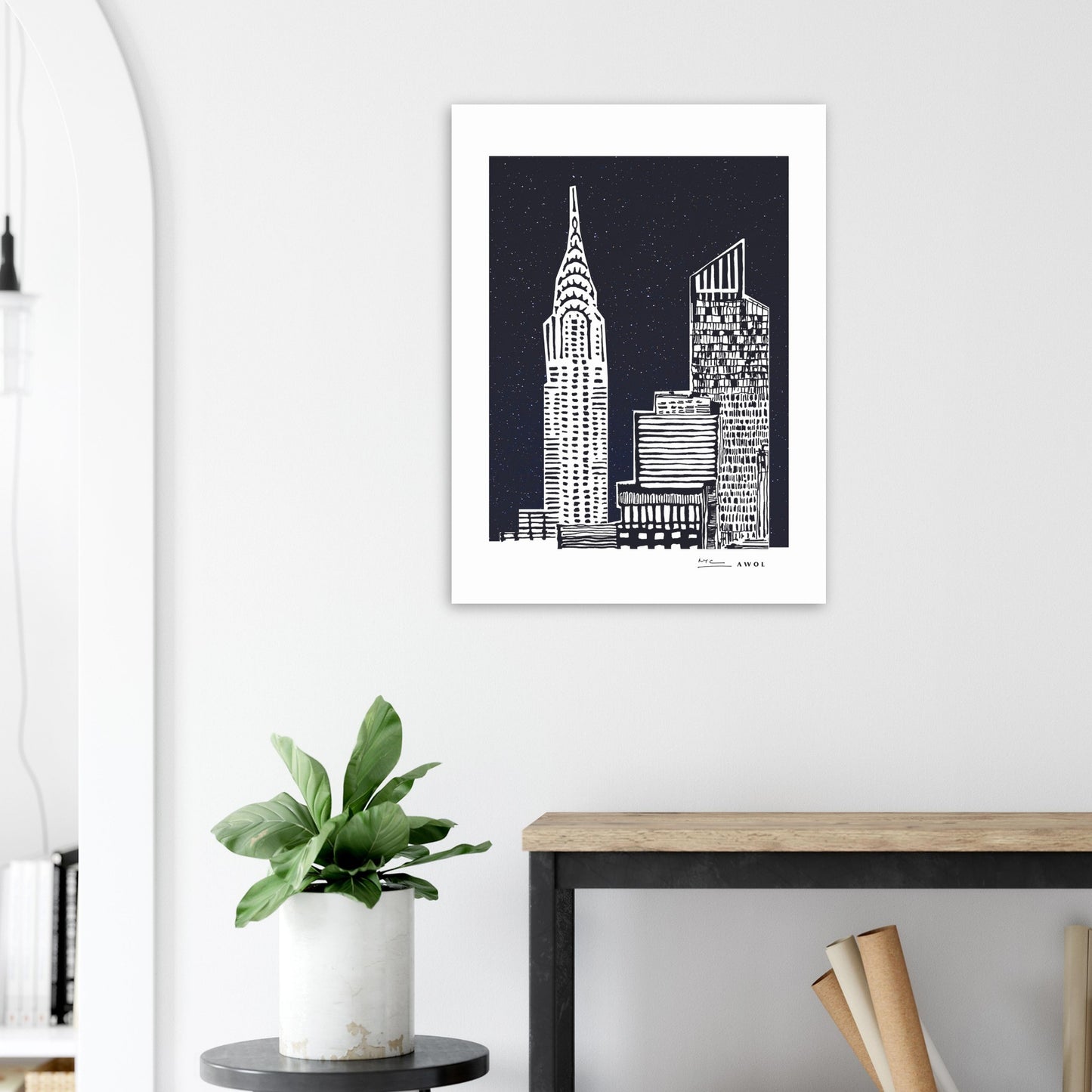 New York City At Night, Manhattan Abstraction: Poster Print