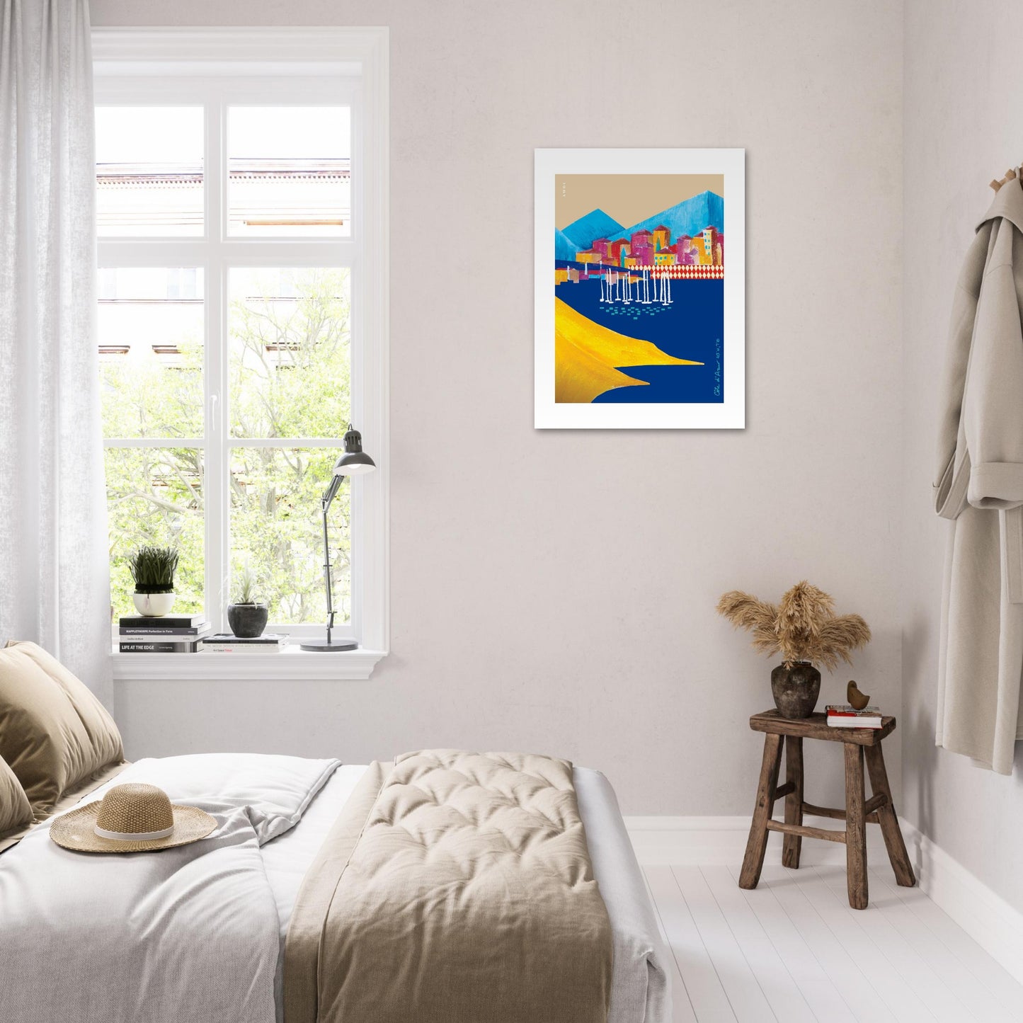 Colourful Seaside Towns And Mountains, Landscape Art, Travel Poster Print