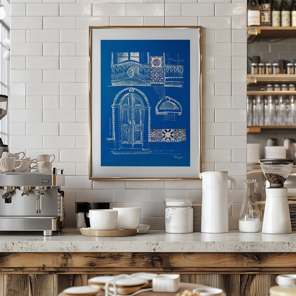 Blue Portugese House With Azulejo Tile Art: Fine Art Poster