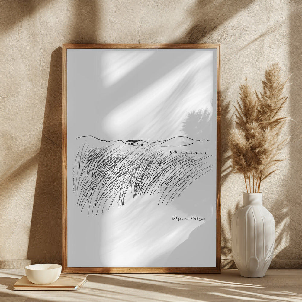 Wild Algarve Coastal Landscape, Minimalist Portugal Framed Art Print