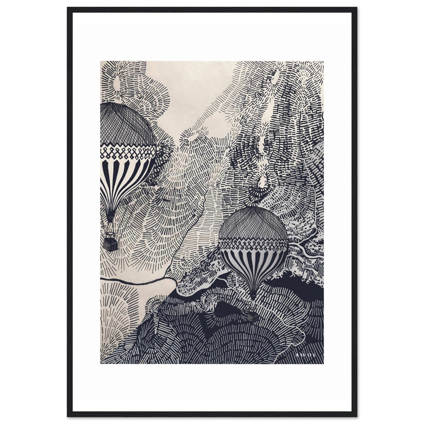 Dreaming Big: Hot Air Balloon Travel In The Sky, Framed Art Print