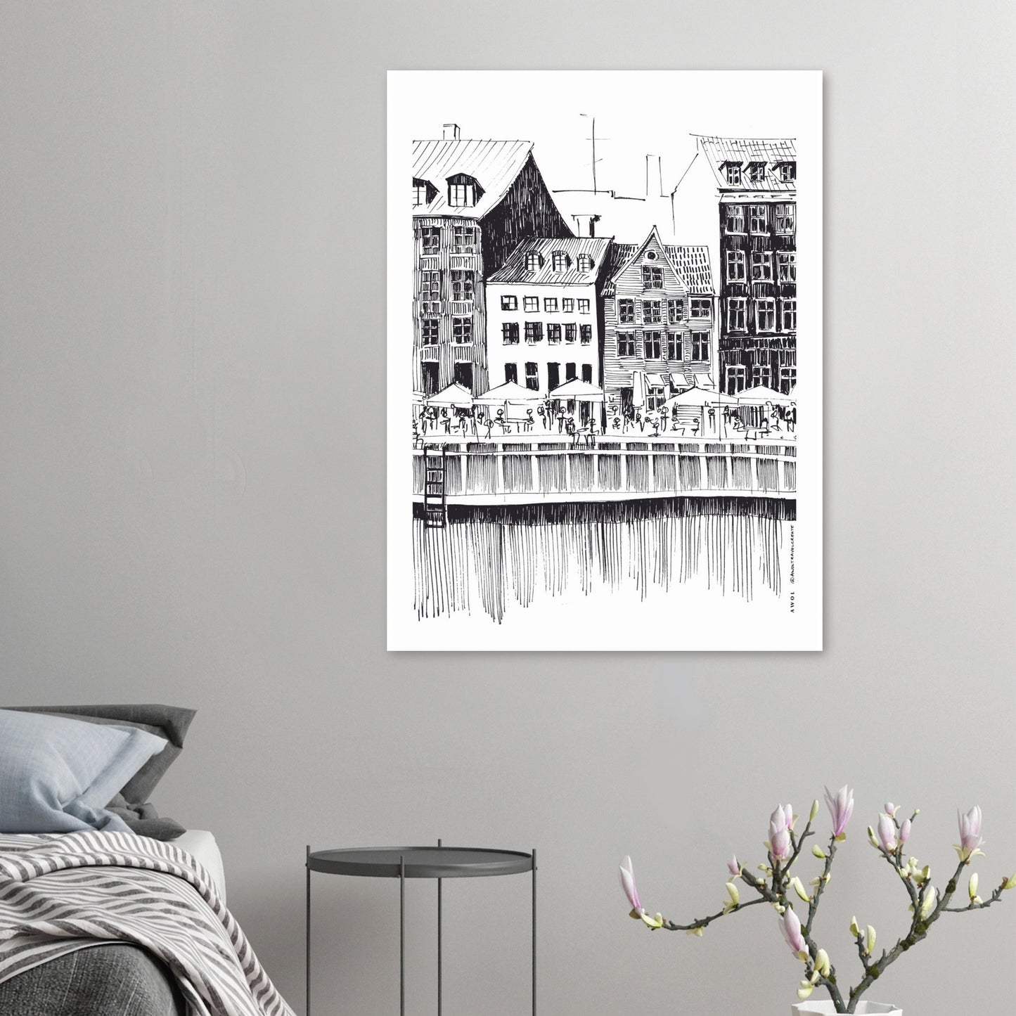 Saturday Afternoon By Nyhavn Canal In Copenhagen, Denmark: Premium Matte Paper Art Print