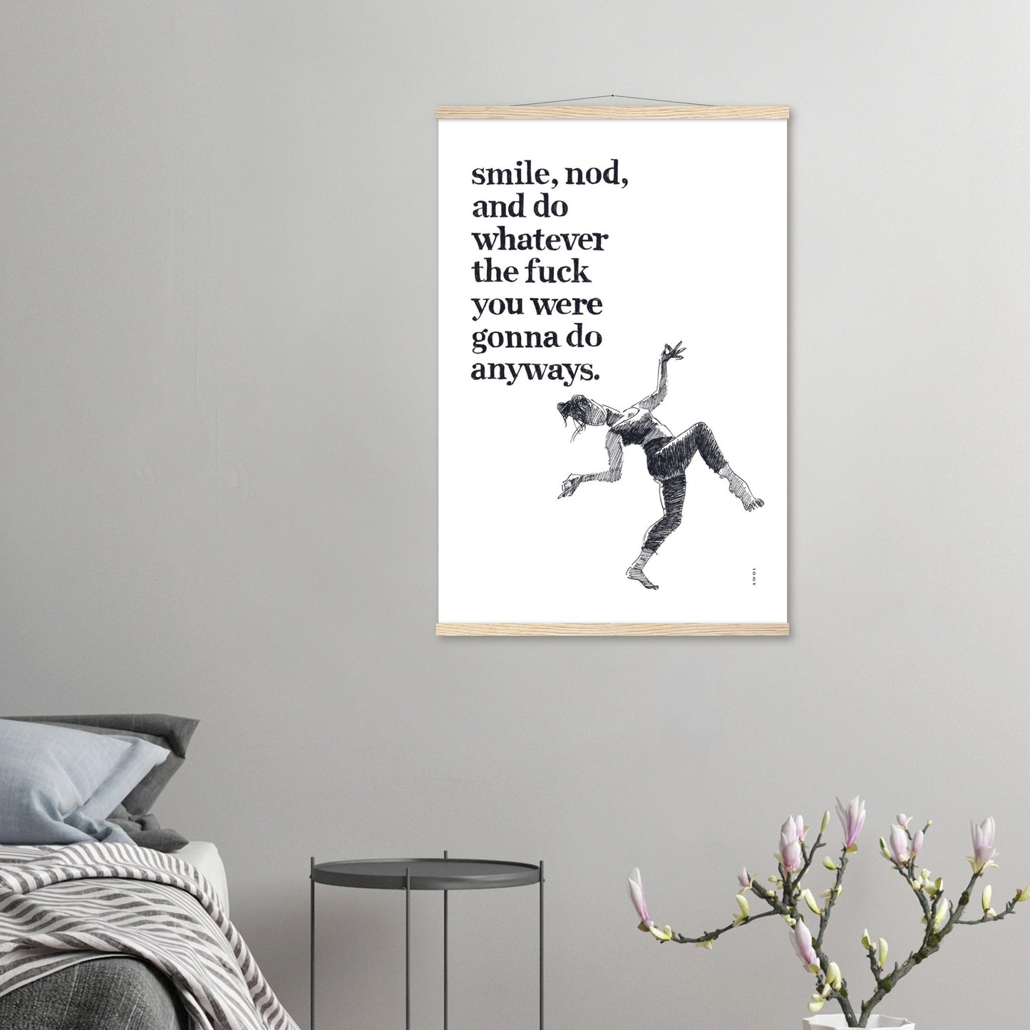 Smile And Nod, Modern Zen Art Print: Poster with Hanger