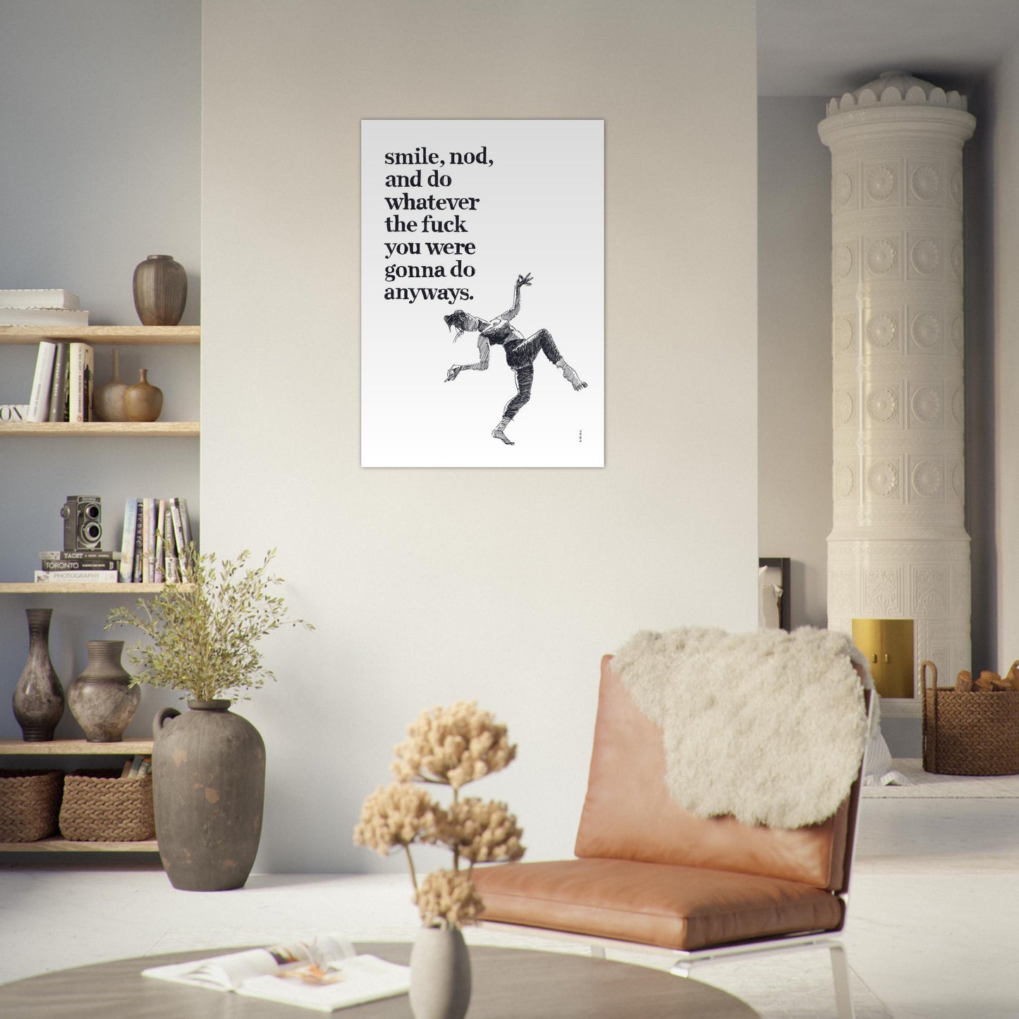 Smile And Nod, Modern Zen Quote: Aluminum Art Print